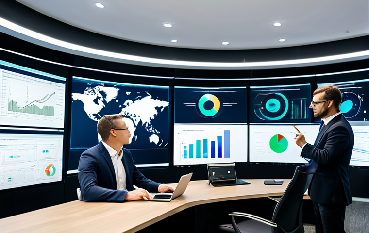 A diverse team of professional compliance experts, fully clothed in modest business suits and appropriate attire, collaborating in a futuristic, high-tech office. Large holographic screens display dynamic regulatory intelligence dashboards, complex data analytics, and predictive compliance models. The team is engaged in discussion, with one member pointing thoughtfully at a visual representation of global regulations, emphasizing strategic foresight. Professional photography, high resolution, perfect anatomy, correct proportions, well-formed hands, proper finger count, natural body proportions, safe for work, appropriate content, family-friendly.