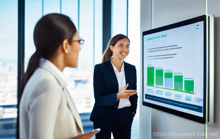 규제준수 업무 프로세스 개선 - **Prompt:** A diverse group of five professionals (two men, three women, all in smart business casua...