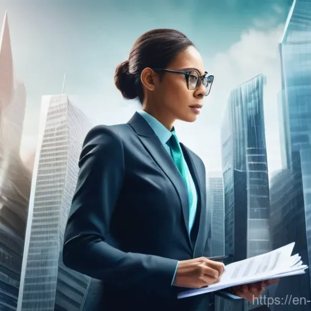 규제준수 전문가가 직장에서 겪은 어려움과 해결 방법 - A determined professional, wearing a sharp business suit (fully clothed, no cleavage or suggestive a...