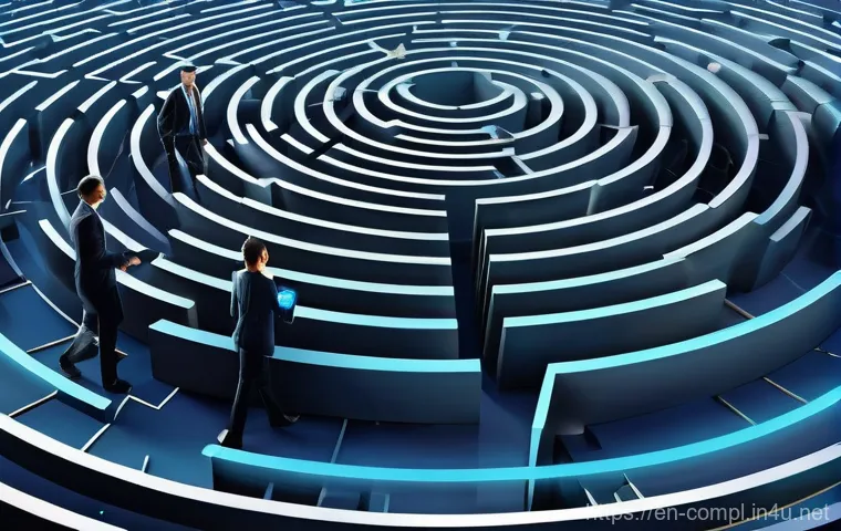 규제준수 분야의 최신 규제 및 법령 - **Prompt Title: Navigating the Data Privacy Labyrinth**
**Description:** A professional, visuall...