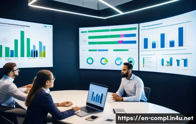 규제준수 전문가로서의 직무를 잘 수행하는 방법 - A modern corporate office setting showing a diverse group of professionals engaged in a collaborativ...