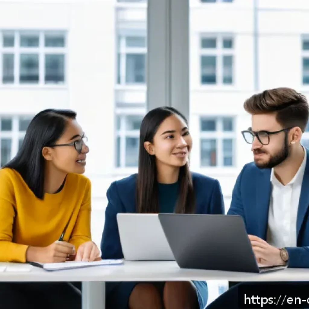 규제준수 분야 취업 성공 사례 - A professional office environment showing a diverse group of young adults engaged in a compliance ce...